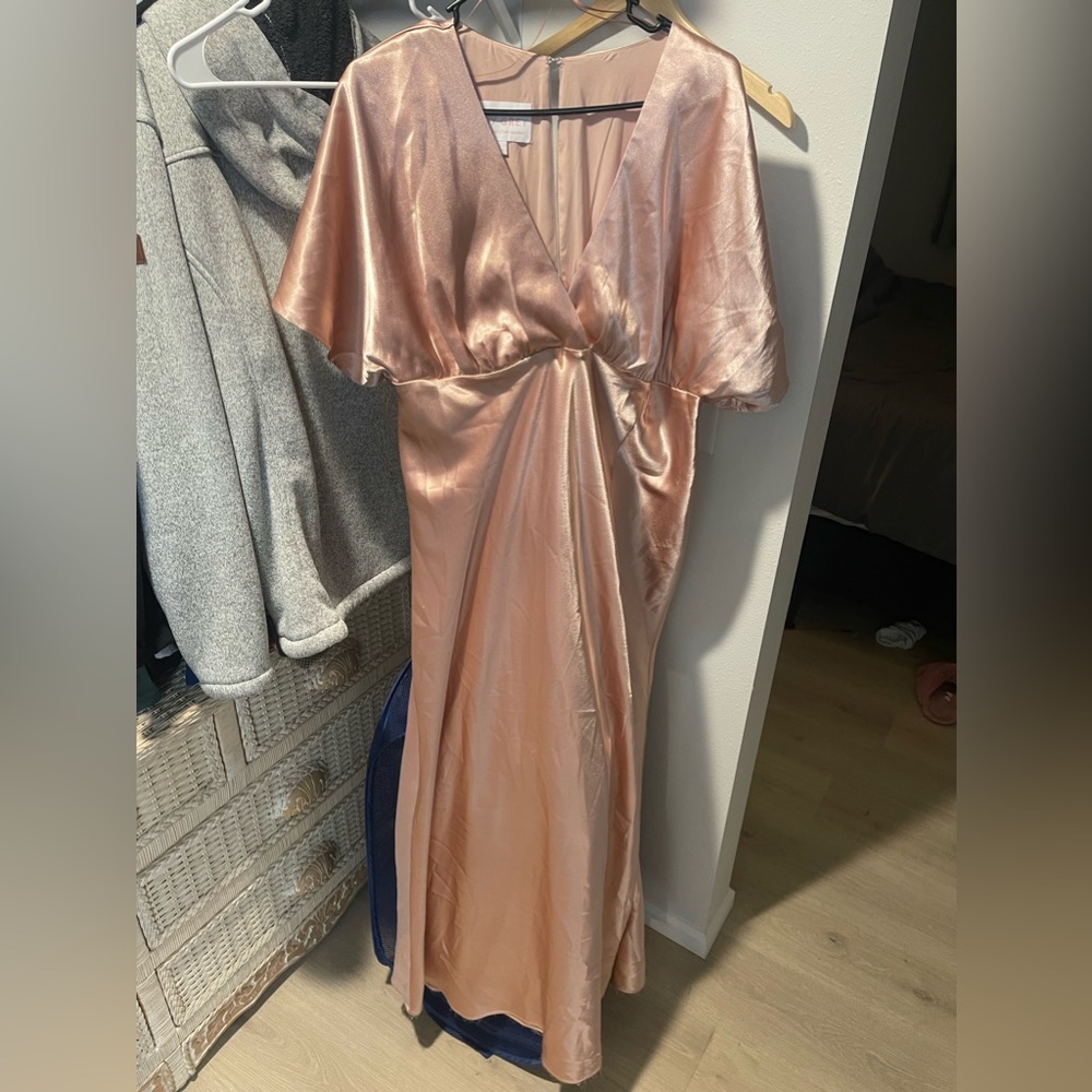 Birdy grey rose gold satin bridesmaid dress